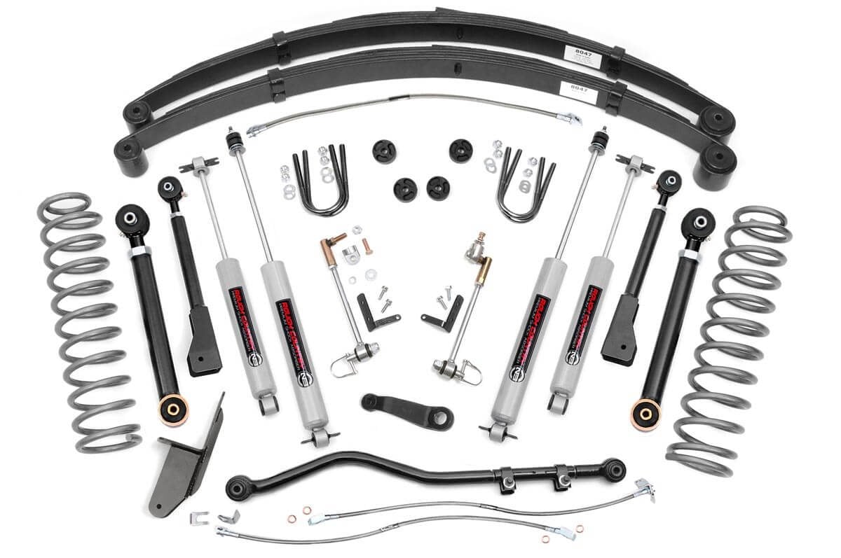 Jeep Cherokee Suspension Lift Kit - Rough Country - 4.5 Inch Lift, X-Series, RR Springs - 4WD - '84-'01